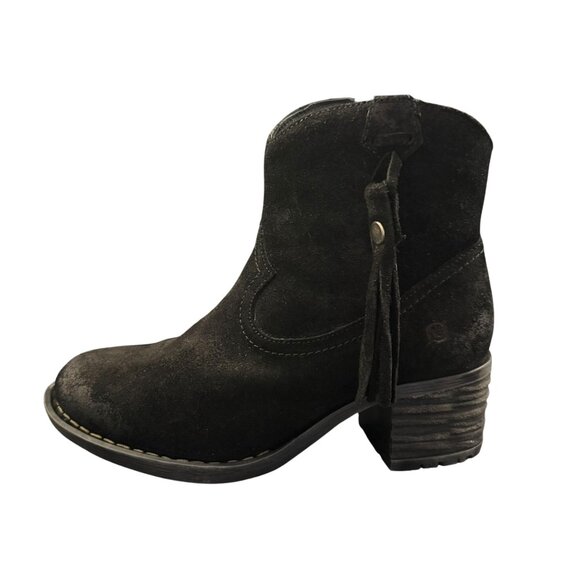 Born Alondra Bootie Women's Black Suede Ankle Heeled  Boots, Size 7.5 NWOB - Picture 1 of 11
